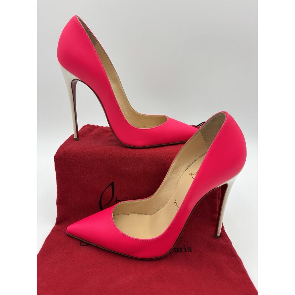 Christian Louboutin So Kate Heels Pumps Neon Pink White Stiletto Size 36.5 / 6.5